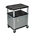 H. Wilson Tuffy Utility Cart With Locking Cabinet And Electrical Assembly, 34"H x 24"W x 18"D, Black/Nickel