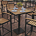 Flash Furniture Lark Commercial-Grade Square Outdoor Furniture Bar-Height Table With Poly Resin Slats, 40-1/2”H x 32”W x 32”D, Teak 1 thumbnail image