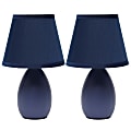 Creekwood Home Nauru Petite Ceramic Oblong Table Lamps, 9-1/2"H, Blue Shades/Blue Bases, Set Of 2 1 thumbnail image