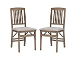 Linon Taylor Wood Folding Accent Chairs, Gray Wash/Beige, Set Of 2 Chairs 1 thumbnail image