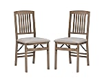 Linon Taylor Wood Folding Accent Chairs, Gray Wash/Beige, Set Of 2 Chairs