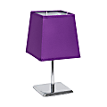 Simple Designs Mini Chrome Table Lamp With Empire Shade, 9-3/4"H, Purple Shade/Chrome Base