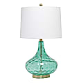 Lalia Home Classix Dimpled Colored Glass Table Lamp, 24"H, White Shade/Seafoam Green Base