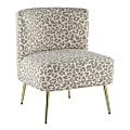 LumiSource Fran Slipper Chair, Gold/Tan Leopard