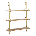 Powell Wheelan Wall Shelf, 39”H x 31”W x 8-1/2”D, Natural/Gold 1 thumbnail image