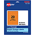 Avery® Printable Labels With Sure Feed® Technology, 94202-BOP40, Rectangle, 1" x 4", Matte Bright Orange, Pack of 800 1 thumbnail image