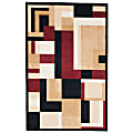 Lavish Home Area Rug, Modern Block, 91" x 60", Beige/Black/Red