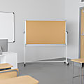 Flash Furniture Reversible Cork Bulletin/Non-Magnetic Dry-Erase Whiteboard, 54 3/4" x 45 1/4", Silver Aluminum Frame