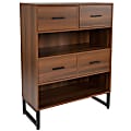 Flash Furniture 42"H 2-Shelf Display Bookcase With 4 Drawers, Rustic