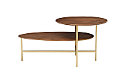 Powell Darby 2-Tier Coffee Table, 18"H x 38"W x 22"D, Gold/Walnut 1 thumbnail image