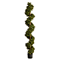 Nearly Natural Boxwood Spiral Topiary 6’H Artificial Tree With Planter, 72”H x 10”W x 10”D, Green/Black 1 thumbnail image