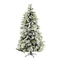 Fraser Flocked Snowy Pine Christmas Tree With Multicolor LED String Lighting, 7 1/2', Snow