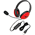 Califone Red Stereo Headphone w/ Mic, USB Connector - Stereo - USB - Wired - 32 Ohm - 20 Hz - 20 kHz - 2800RDUSB 1 thumbnail image