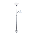 Simple Designs Floor Lamp With Reading Light, 71 1/2"H, Clear Shade/Silver Base