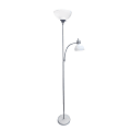 Simple Designs Floor Lamp With Reading Light, 71 1/2"H, Clear Shade/Silver Base 1 thumbnail image