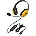 Califone Yellow Stereo Headset w/ Mic, USB Connector - Stereo - USB - Wired - 32 Ohm - 20 Hz - 20 kHz - Over-the-head - Binaural - Supra-aural - 5.50 ft Cable - Electret Microphone - Yellow
