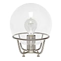 Lalia Home Old World Globe Glass Table Lamp, 20"H, Clear Shade/Brushed Nickel Base