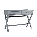 Linon Frances 42"W Home Office Computer Desk With Drawers, Gray