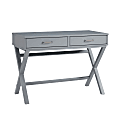 Linon Frances 42"W Home Office Computer Desk With Drawers, Gray 1 thumbnail image