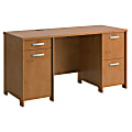 Bush Furniture Envoy 58"W Office Desk With 2 Pedestals, Natural Cherry, Standard Delivery