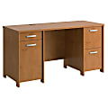 Bush Furniture Envoy 58"W Office Desk With 2 Pedestals, Natural Cherry, Standard Delivery 1 thumbnail image