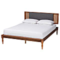 Baxton Studio Eliseo Mid-Century Modern Platform Bed, King, 39”H x 81-1/8”W x 86-1/2”D, Dark Gray/Walnut Brown