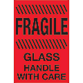Tape Logic® Preprinted Special Handling Labels, DL1188, Fragile ™ Glass ™ Handle With Care, Rectangle, 4" x 6", Fluorescent Red, Roll Of 500
