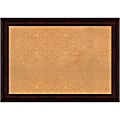 Amanti Art Rectangular Non-Magnetic Cork Bulletin Board, Natural, 41” x 29”, Coffee Bean Brown Plastic Frame