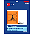 Avery® Print-To-The-Edge Labels With Sure Feed® Technology And Easy Peel®, 94237-BOP10, Rectangle, 2" x 3", Matte Bright Orange, Pack of 80 1 thumbnail image