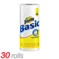 Bounty® Basic Paper Towels, White, 48 Sheets Per Roll, Case Of 30 Rolls