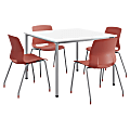 KFI Studios Dailey Square Dining Set, White/Silver/Coral