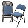 Elama Metal Folding Chairs With Padded Seats, Dark Blue 1 thumbnail image