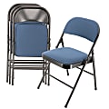 Elama Metal Folding Chairs With Padded Seats, Dark Blue