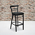 Flash Furniture Metal/Vinyl Restaurant Barstool With 2-Slat Ladder Back, Black 1 thumbnail image