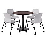 KFI Studios Proof Cafe Round Pedestal Table With Imme Caster Chairs, Includes 4 Chairs, 29”H x 36”W x 36”D, Cafelle Top/Black Base/Light Gray Chairs 1 thumbnail image