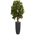 Nearly Natural Fiddle Leaf 66”H Artificial Tree With Cylinder Planter, 66”H x 25”W x 25”D, Green