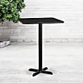 Flash Furniture Square Laminate Table Top With Bar-Height Table Base, 43-1/8"H x 24"W x 24"D, Black