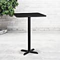 Flash Furniture Square Laminate Table Top With Bar-Height Table Base, 43-1/8"H x 24"W x 24"D, Black 1 thumbnail image