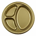 JAM PAPER Plastic 3 Compartment Divided Plates, Large, 10 1/4 inch, Gold, 20/Pack  1 thumbnail image