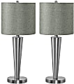 Monarch Specialties Shawn Table Lamps, 24”H, Gray/Nickel, Set Of 2 Lamps