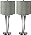 Monarch Specialties Shawn Table Lamps, 24”H, Gray/Nickel, Set Of 2 Lamps 1 thumbnail image