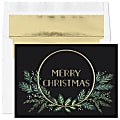 Custom Embellished Christmas Holiday Cards And Foil Envelopes, 7-7/8" x 5-5/8", Merry Sprigs, Box Of 25 Cards 1 thumbnail image