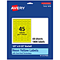 Avery® Printable Labels With Sure Feed® Technology, 94749-NYP40, Barbell, 1/2" x 2-1/2", Matte Neon Yellow, Pack of 1800 1 thumbnail image