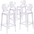 Flash Furniture Ghost Bar Stools With Tear Backs, Transparent Crystal, Set Of 4 Stools 1 thumbnail image