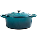 Crock Pot Artisan 5-Quart Enameled Cast Iron Dutch Oven, Teal Ombre 1 thumbnail image