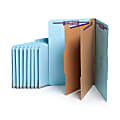 Smead® Classification Folders, Top-Tab With SafeSHIELD® Coated Fasteners, 2" Expansion, Legal Size, 50% Recycled, Blue, Box Of 10 1 thumbnail image