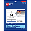 Avery® Glossy Permanent Labels With Sure Feed®, 94206-CGF50, Rectangle, 1-1/3" x 4", Clear, Pack Of 700