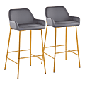 LumiSource Daniella Counter Stools, Gray/Gold, Set Of 2 Stools