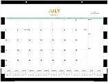 Day Designer Monthly Academic Desk Pad Calendar, 22" x 17", Rugby Stripe Black, July 2022 to June 2023, 138443