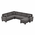 Bush® Furniture Stockton 128"W U-Shaped Sectional Couch With Reversible Chaise Lounge, French Gray Herringbone, Standard Delivery